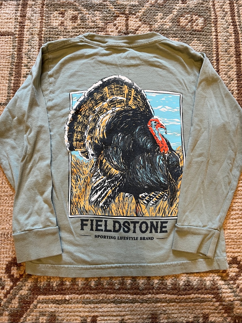 Fieldstone Youth Long Sleeve Turkey Graphic Tee - size XS 4/5